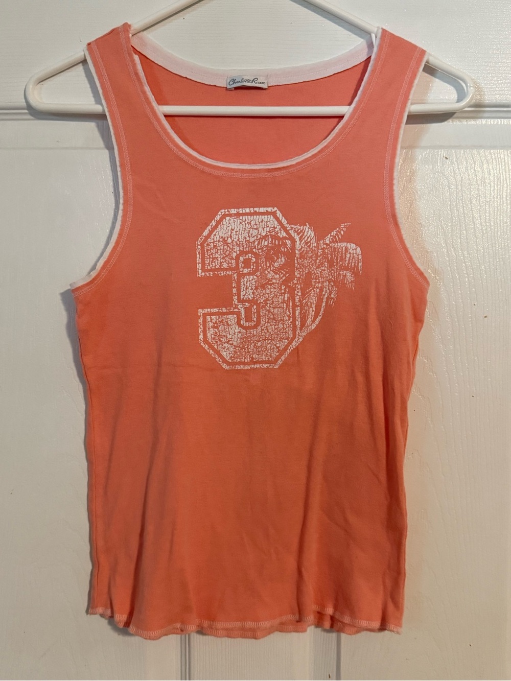 Charlotte Russe Coral Tank Top with White Graphic